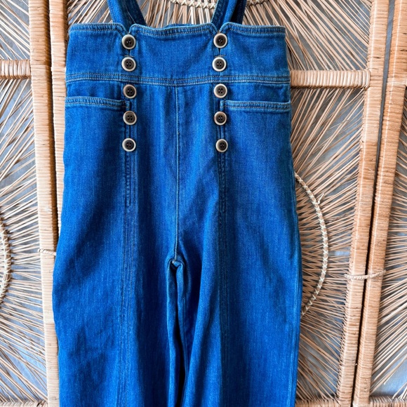 Pilcro and the Letterpress by Anthropologie Denim Wide Leg Retro Jeans w/ straps - Picture 4 of 10